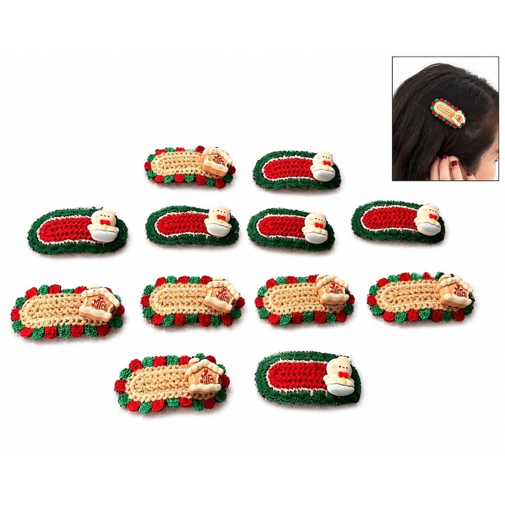 Set of 10 Christmas Hair Clips Snowman & Gingerbread House Holiday cute gift